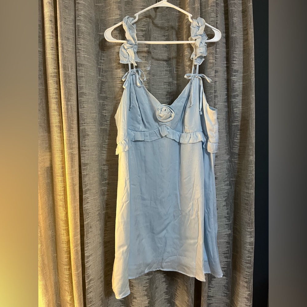 Wild Fable Light Blue Sleeveless Dress with Ruffle Details - Picture 1 of 3